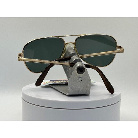 Vintage Oversize Sunglasses NOS Small Aviator Green Lens Gold Metal Frame 1980s - Picture 8 of 10